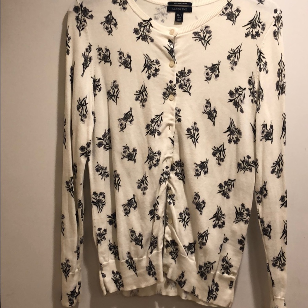 Lands End Cardigan Sweater 100% Supima Cotton